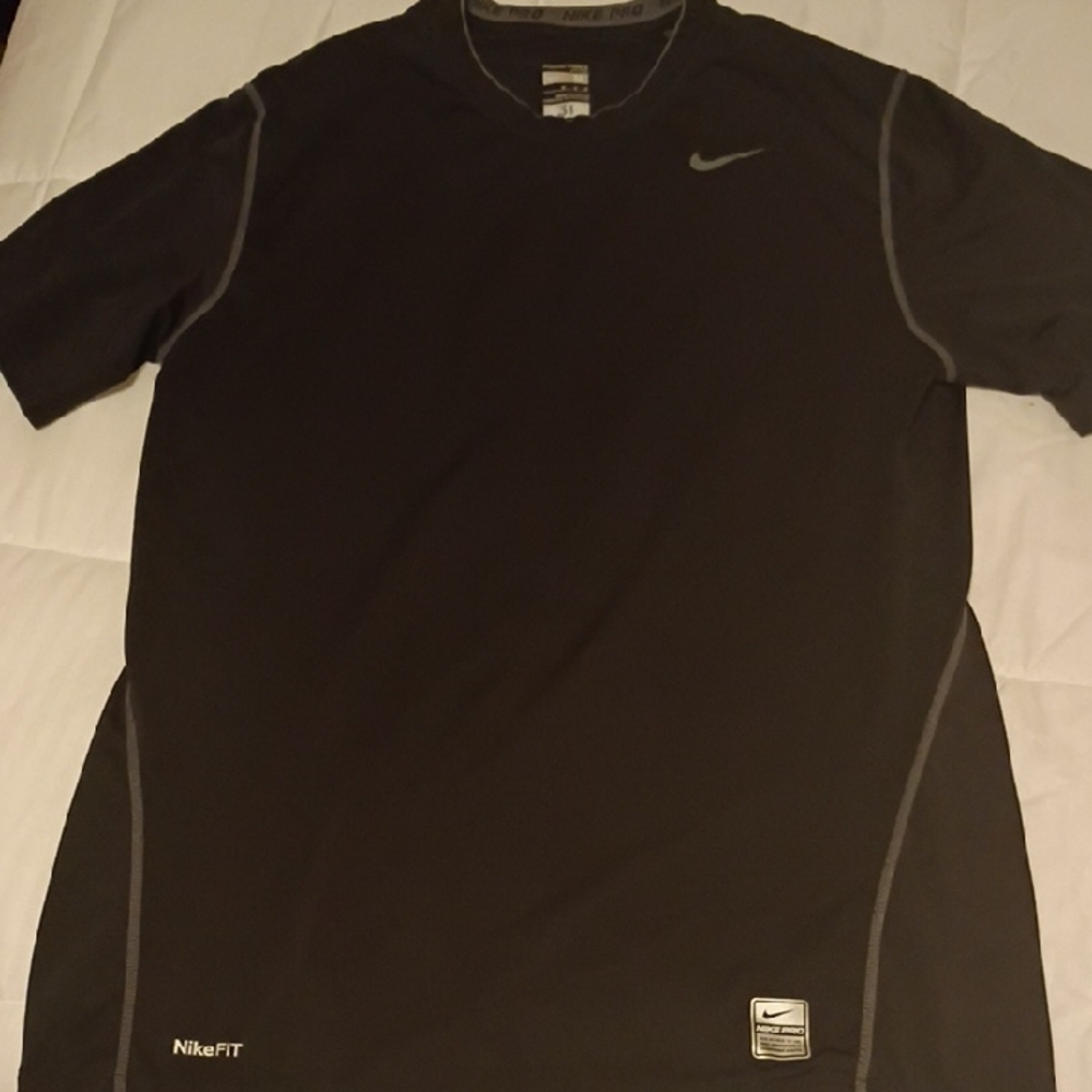 Nike Black Short Sleeve Dri-FIT Athletic Tee with Gray Accents